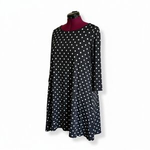 Nina Leonard Black and White Polka Dot Midi Dress